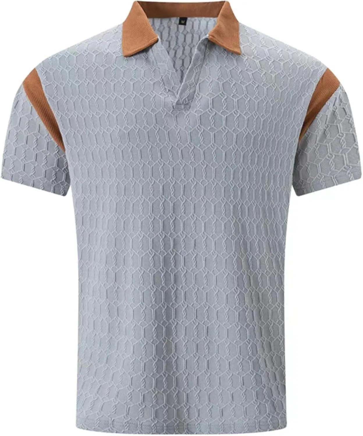 ZOCAVIA Men's Summer Shirts Casual Collared V Neck Short Sleeve Polo Shirts Fashion Solid Color Slim Fit Tops Daily