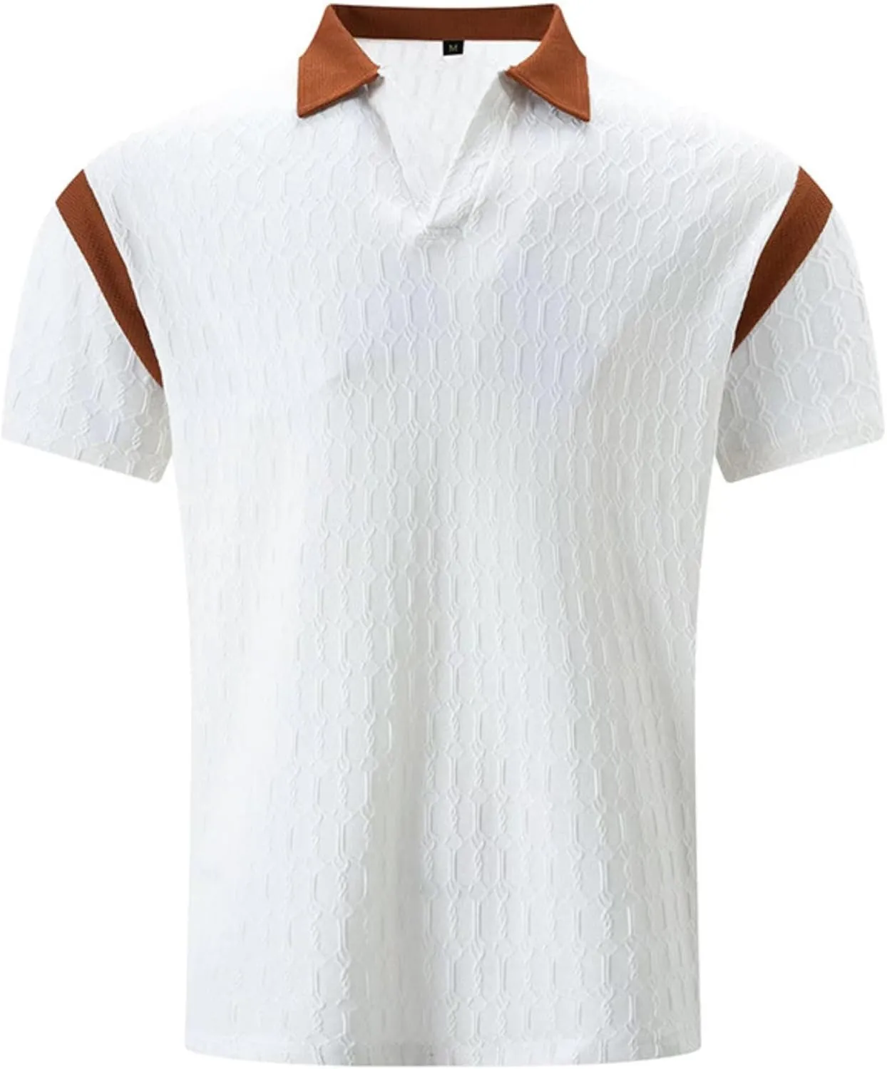 ZOCAVIA Men's Summer Shirts Casual Collared V Neck Short Sleeve Polo Shirts Fashion Solid Color Slim Fit Tops Daily